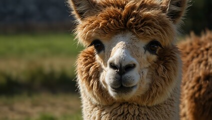 Fototapeta premium Alpaca close-up, perfect for widescreen wallpaper.