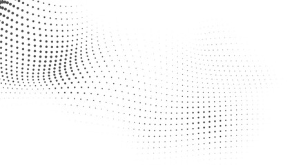 Black and White Halftone Wave Pattern, Wave halftones geometric dots, Illustration halftone effect round shape. Dynamic Vector Halftone Design for Stylish Product Graphics