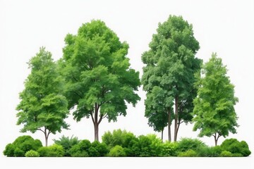 Trees isolated on white background, tropical trees isolated used for design, advertising and architecture