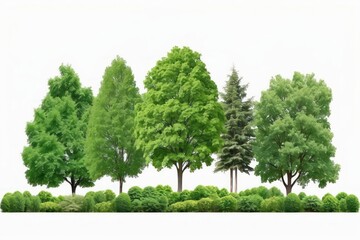 Trees isolated on white background, tropical trees isolated used for design, advertising and architecture