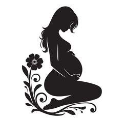 pregnant lady silhouette vector illustration
