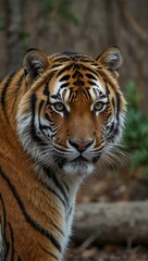 Fototapeta premium Amur tiger in a natural habitat.