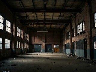An abandoned warehouse evoking an urban, industrial feel.