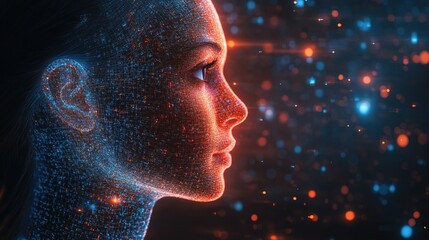 Human head profile and jigsaw puzzle, cognitive psychology