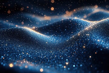 Obraz premium A shimmering abstract representation of waves with sparkling particles.