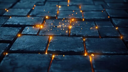 Obraz premium Modern Dark Square Matte with Luminous Orange Lines