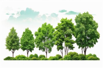Trees isolated on white background, tropical trees isolated used for design, advertising and architecture