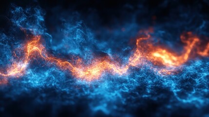 Abstract representation of energy with vibrant blue and orange swirling patterns.