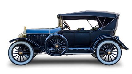 Vintage Old Car from the 1900s, on White Background, Wallpaper, Cover and Screen for Smartphone, PC, Laptop, 9:16 and 16:9 Format