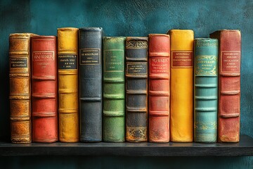 stack of books on shelf