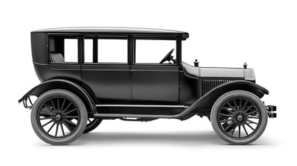 Vintage Old Car from the 1900s, on White Background, Wallpaper, Cover and Screen for Smartphone, PC, Laptop, 9:16 and 16:9 Format