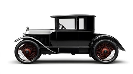 Vintage Old Car from the 1900s, on White Background, Wallpaper, Cover and Screen for Smartphone, PC, Laptop, 9:16 and 16:9 Format
