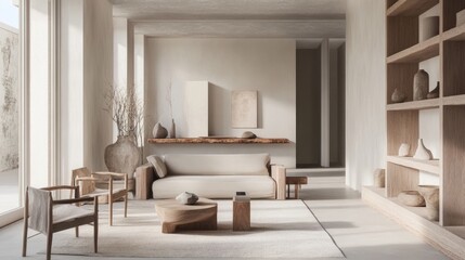 A living room with a white couch, a coffee table, and a few chairs