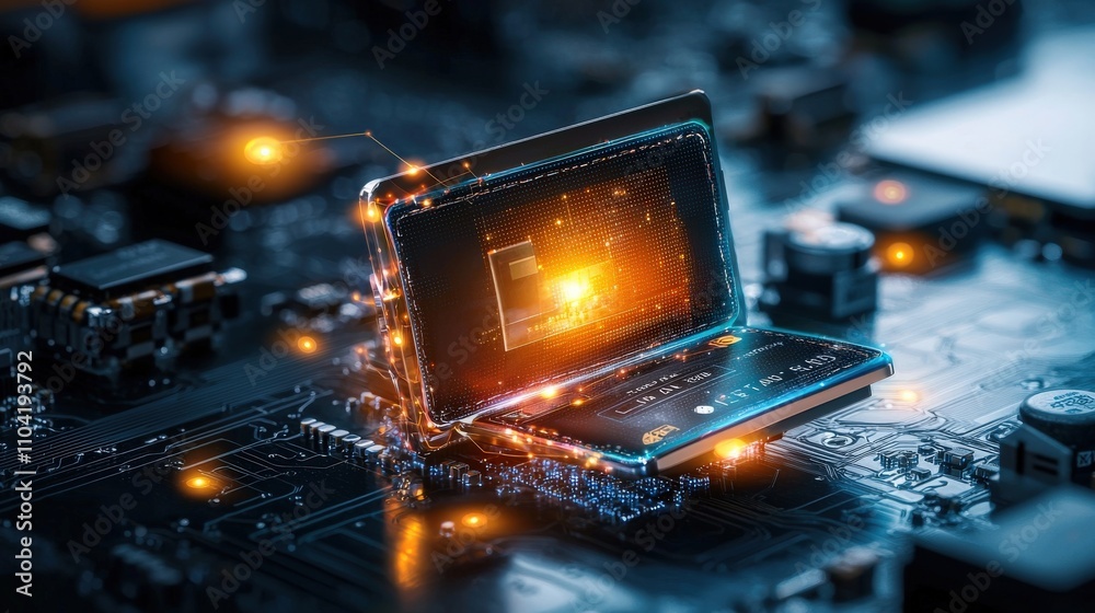 Fototapete digital wallet interface showcasing advanced technology on circuit board futuristic environment clos