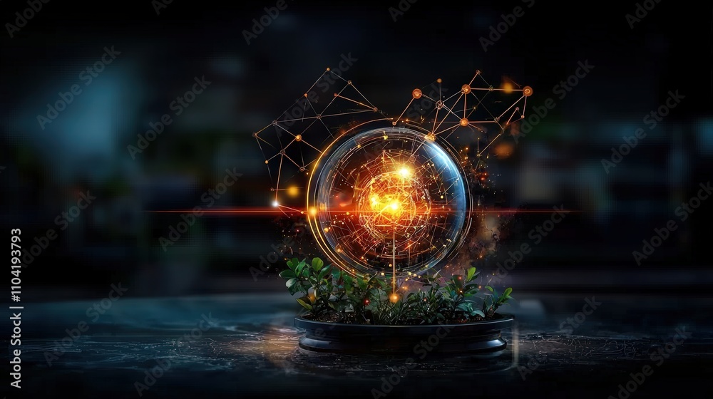 Poster positive outcomes of eebc a glowing graph scientific visualization digital environment futuristic co