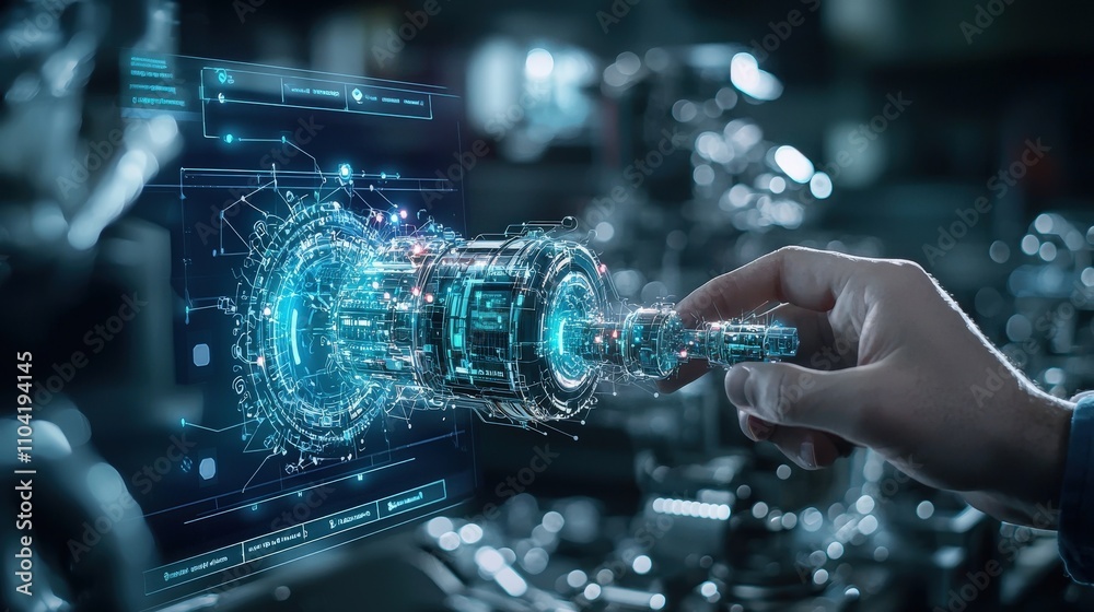 Poster High-tech industrial settings innovative technology interaction and digital interfaces for secure systems