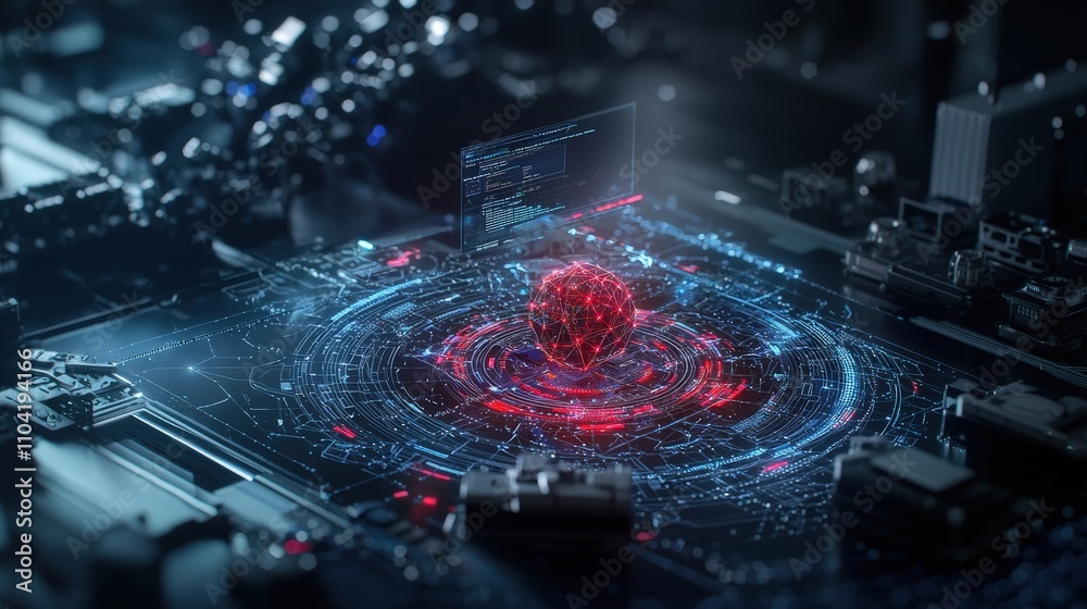 Aufkleber Innovative digital workspace securing resilient supply chains with futuristic technology and cybersecurity concepts