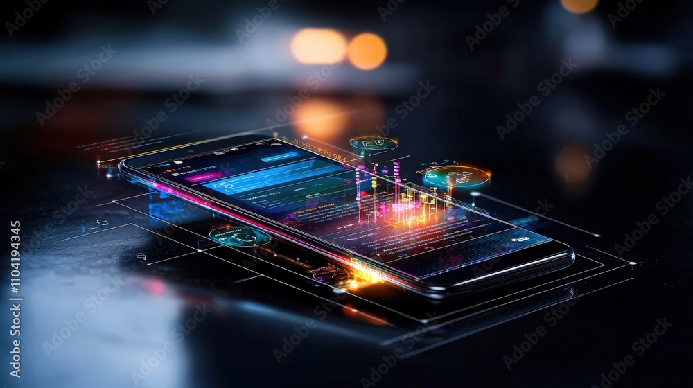 Leinwandbilder Innovative mobile app wireframe design with optimized features for modern users in a digital environment