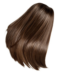 Naklejka premium Realistic photo of a smooth silky strand of hair, brown strands flow beautifully and smoothly on white or transparent background