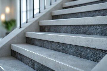 The stairs are made of concrete and are very tall