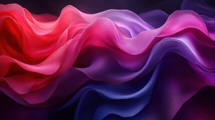 Obraz premium A flowing gradient of colorful fabric waves in shades of pink and purple.