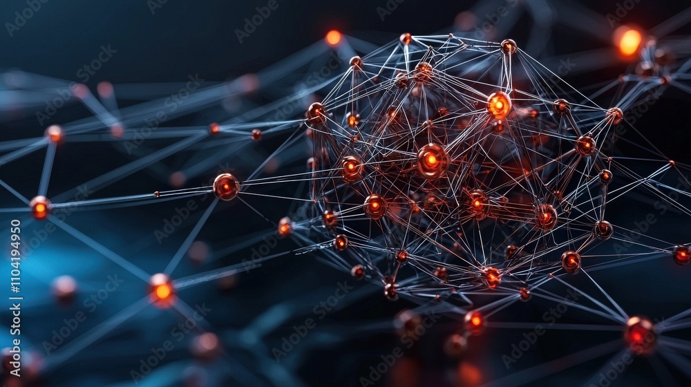 Fototapete innovative interconnected nodes representing technology digital space 3d visualization abstract conc