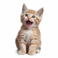 Obraz premium Cute Ginger Kitten Yawning With Open Mouth