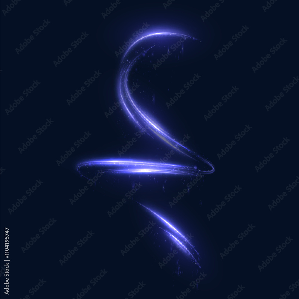 Fototapete blue line curve effect. glowing blue magic effect. abstract light line motion effect. vector 10 eps