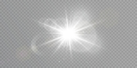 Light unforgettable effect of Christmas glow, glitter of Christmas star. Light effect isolated on transparent background.