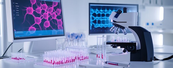 Lab setup focused on identifying key cellular markers for rare diseases, rare disease cellular research, targeted therapy