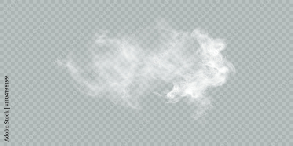 Poster white fog or smoke isolated on transparent background. white clouds, fog or smog. special overlay ef