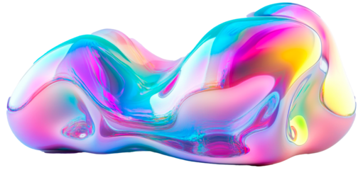 Colorful abstract sculpture with flowing shapes and vibrant hues set on a white background