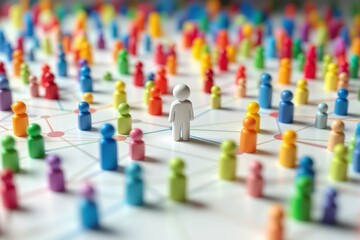 Abstract Representation of Social Connections with Colorful Figures on a Network Grid