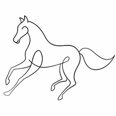 horse one line drawn on a white background