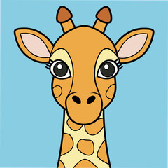 A Clean Linear Portrait of a Giraffe with Whimsical Elements for Artistic and Decorative Use