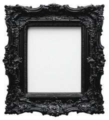 Ornate black picture frame with intricate detailing designed for artwork display