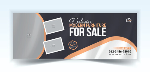 Modern furniture Facebook cover and social media banner template design
