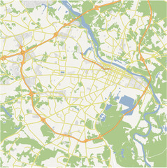Map of Augusta in Georgia in a normal road map style. Contains layered vector with roads water, parks, etc.