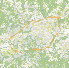 Fototapeta premium Map of Athens in Georgia in a normal road map style. Contains layered vector with roads water, parks, etc.