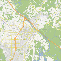 Map of Macon in Georgia in a normal road map style. Contains layered vector with roads water, parks, etc.