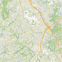Map of Smyrna in Georgia in a normal road map style. Contains layered vector with roads water, parks, etc.