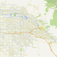 Map of Boise - Meridian in Idaho in a normal road map style. Contains layered vector with roads water, parks, etc.