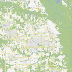 Map of Warner Robins in Georgia in a normal road map style. Contains layered vector with roads water, parks, etc.