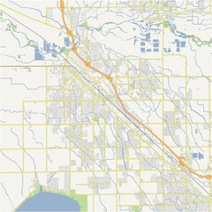Map of Caldwell in Idaho in a normal road map style. Contains layered vector with roads water, parks, etc.