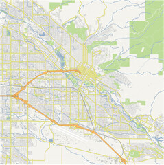 Map of Boise in Idaho in a normal road map style. Contains layered vector with roads water, parks, etc.