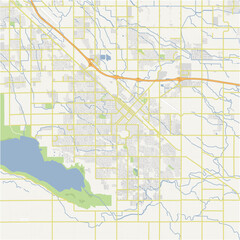 Map of Nampa in Idaho in a normal road map style. Contains layered vector with roads water, parks, etc.