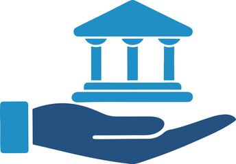financial transaction icon bank on hand silhouette vector illustration