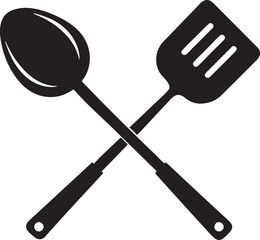 spatula and spoon silhouette vector art illustration