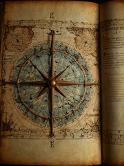 Fototapeta premium Ancient navigation map pattern on a vintage book.