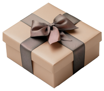 Gift box wrapped in satin ribbon on a plain background for various occasions